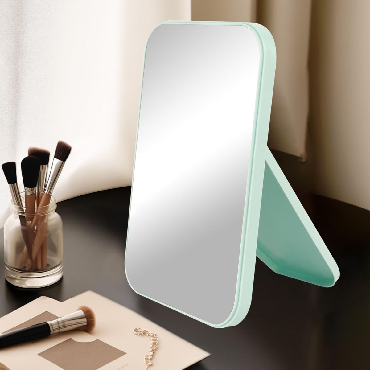 8 Inch Foldable Desktop Makeup Mirror with Stand & Wall Hanging
