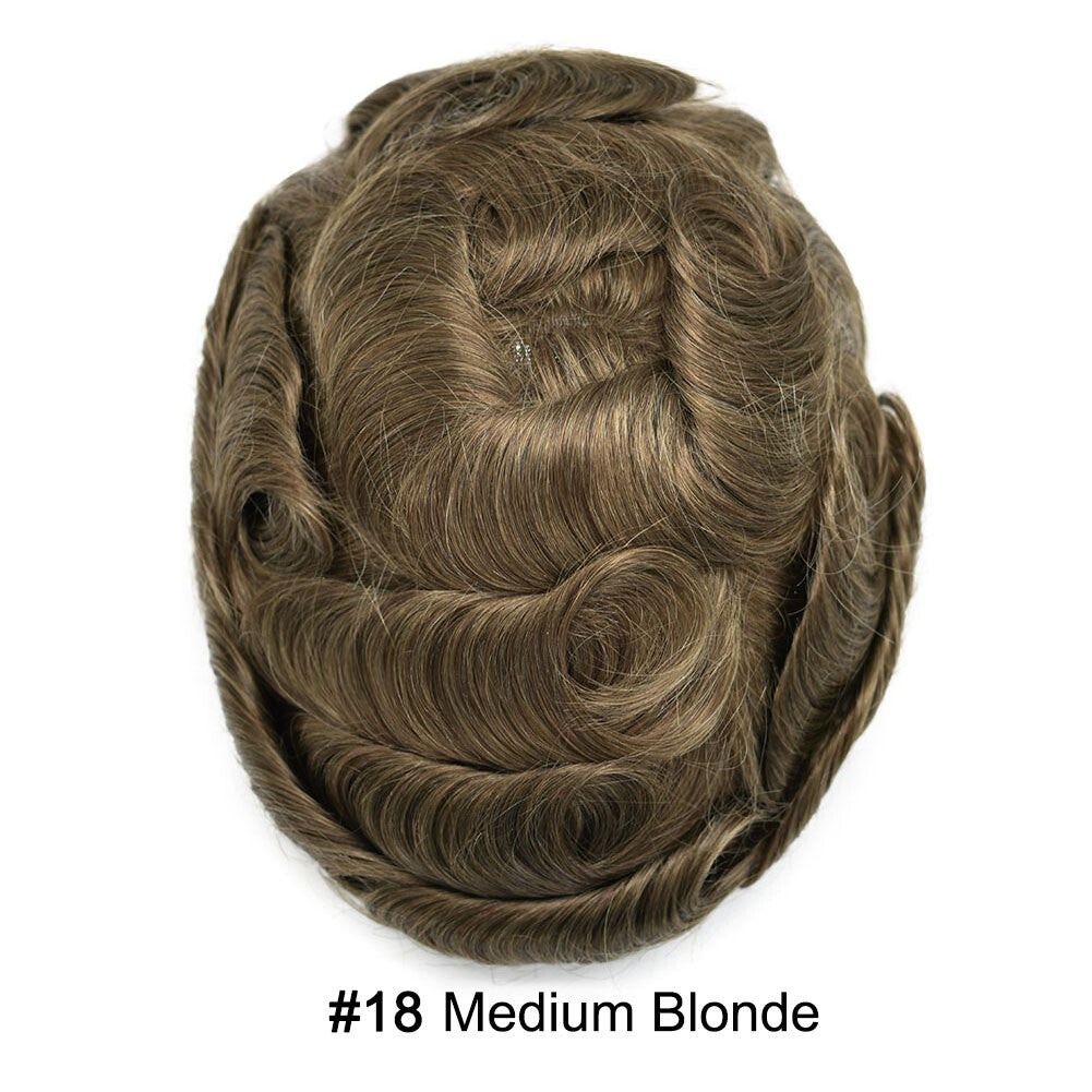 Men's Ultra Thin Skin Hair Replacement Toupee with Human Hair - All Colors & Sizes