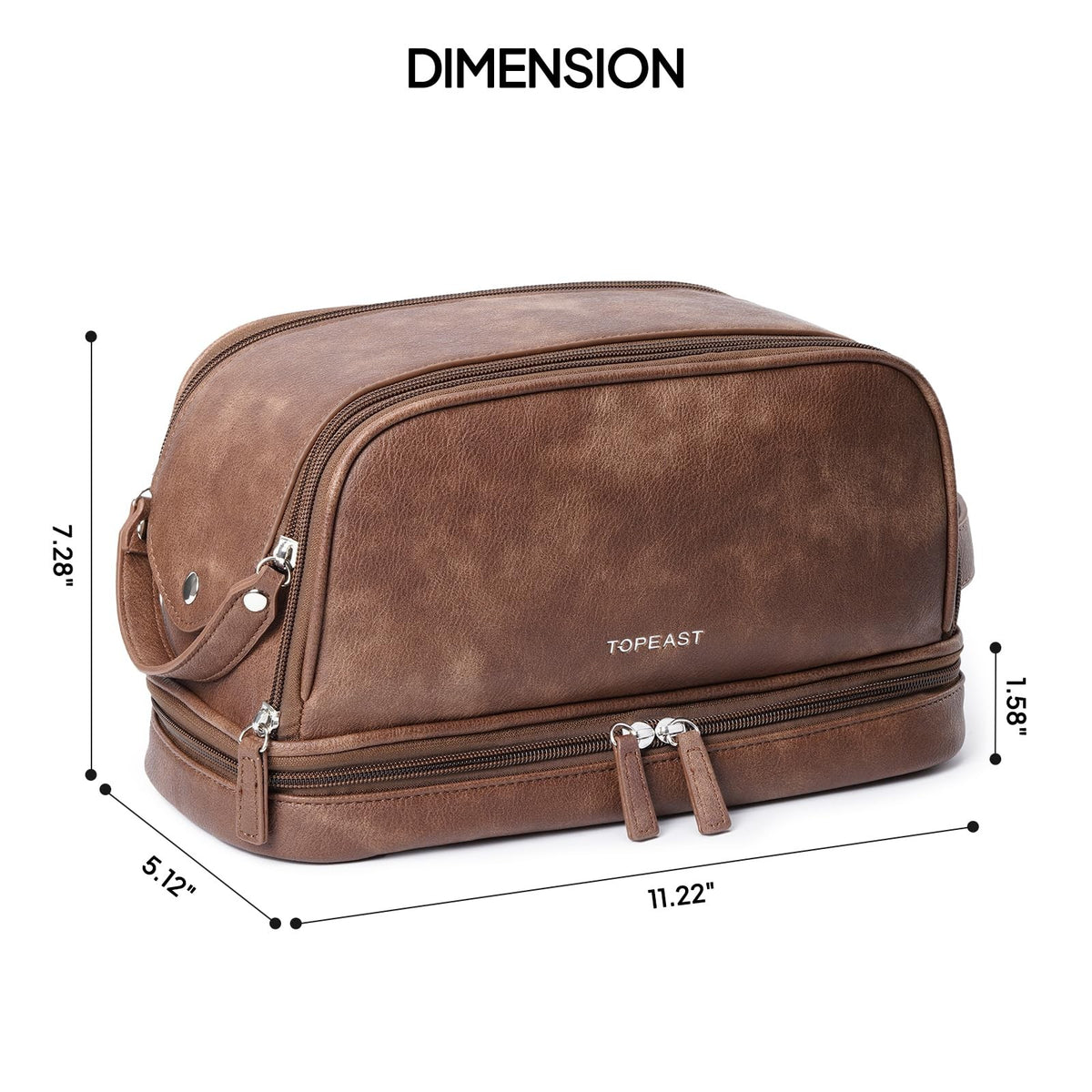 Large Waterproof PU Leather Toiletry Bag for Men - Dopp Kit with Wet Pocket