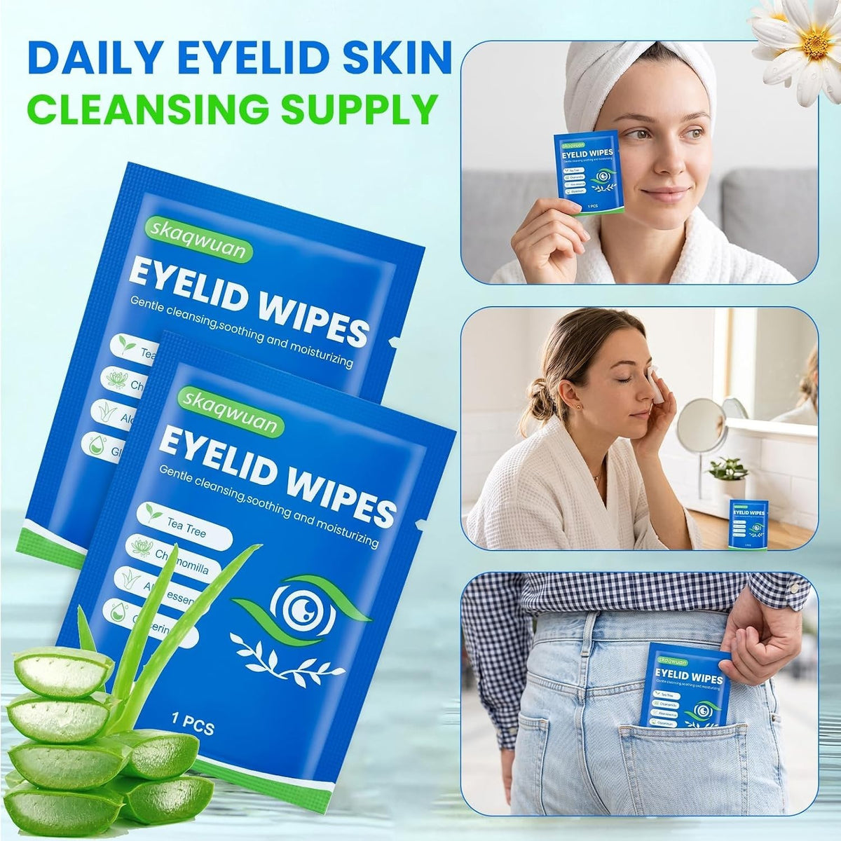78PCS Tea Tree Oil Eyelid Wipes – Individually Wrapped Eye & Face Cleansing Cloths