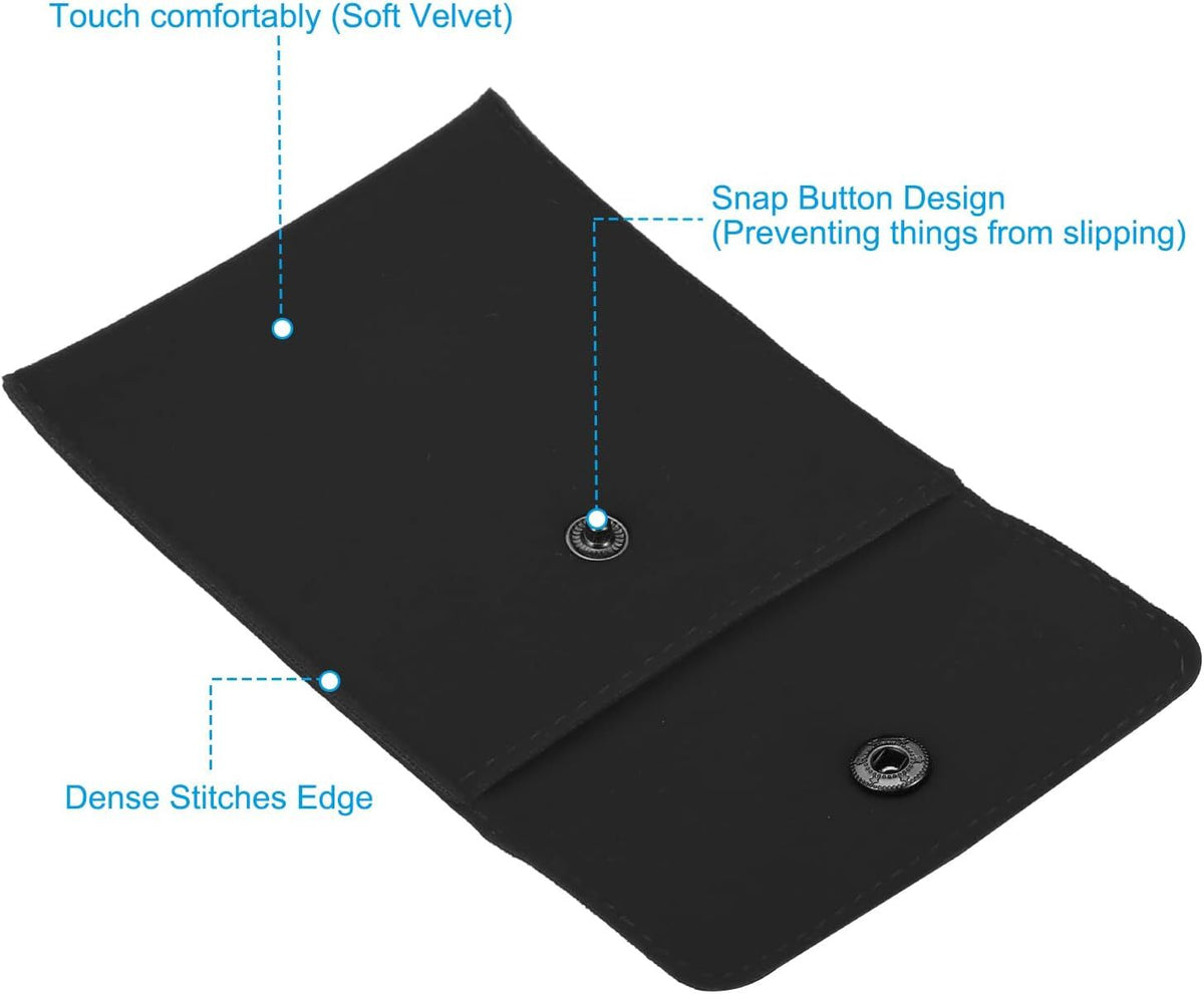 Jewelry Pouches with Snap Button - Velvet Storage Bags, 6 Pack, 10x8.5cm