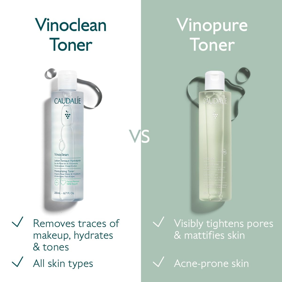 Caudalie Vinopure Purifying Toner 200ml Pore Minimizing & Oil Control
