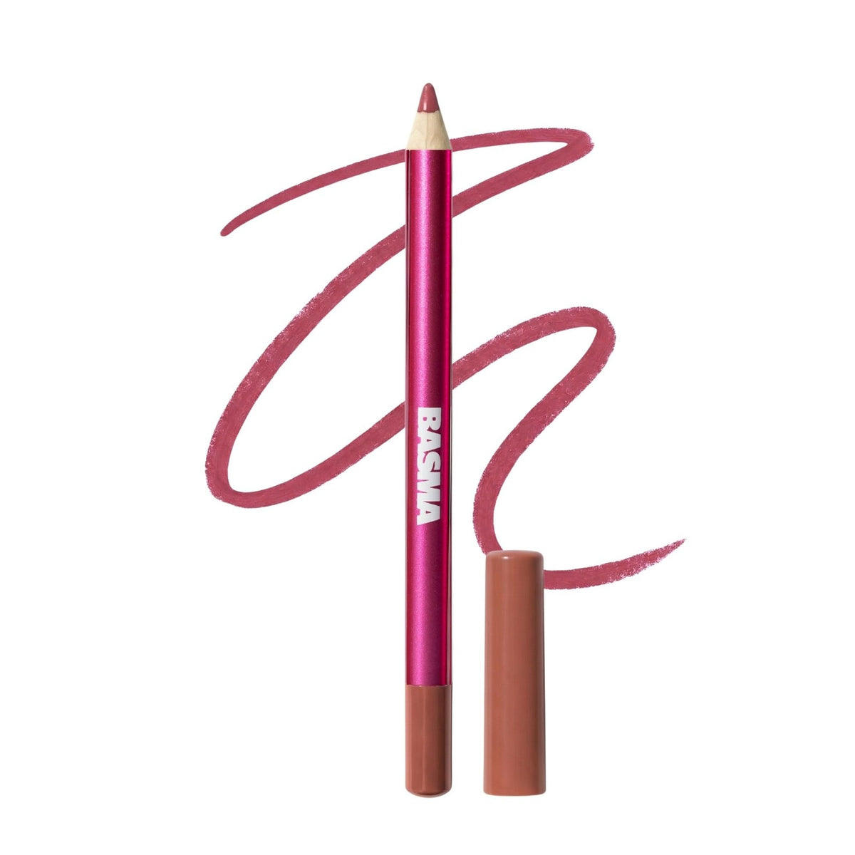 BASMA Long Lasting Lip Liner Pencil - Warm Rose Nude, Waterproof & Precise