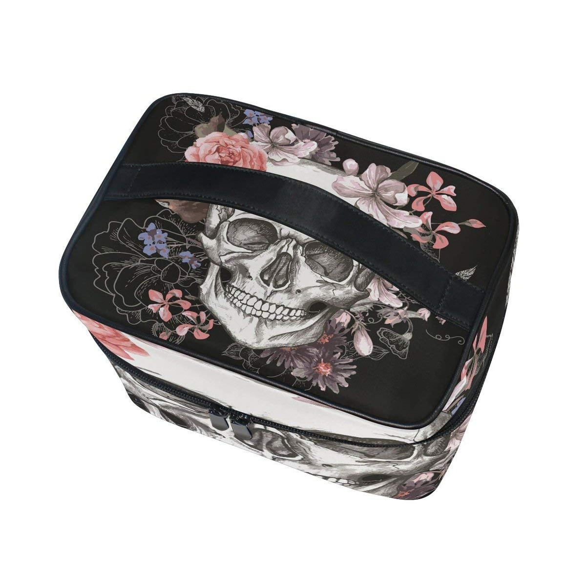 Travel Cosmetic Bag Skull Rose Makeup Organizer Waterproof Pouch