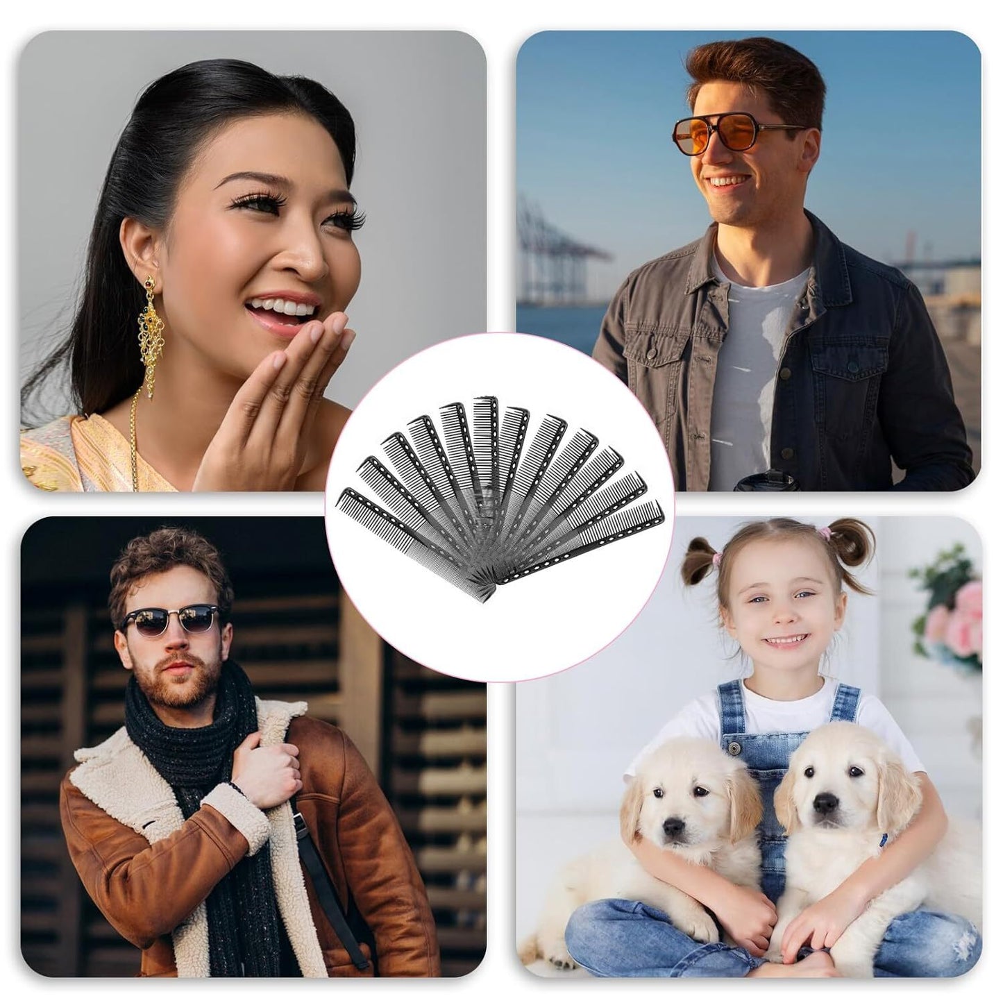 Carbon Fiber Hair Cutting Combs Heat Resistant Styling Tools 12 Pack