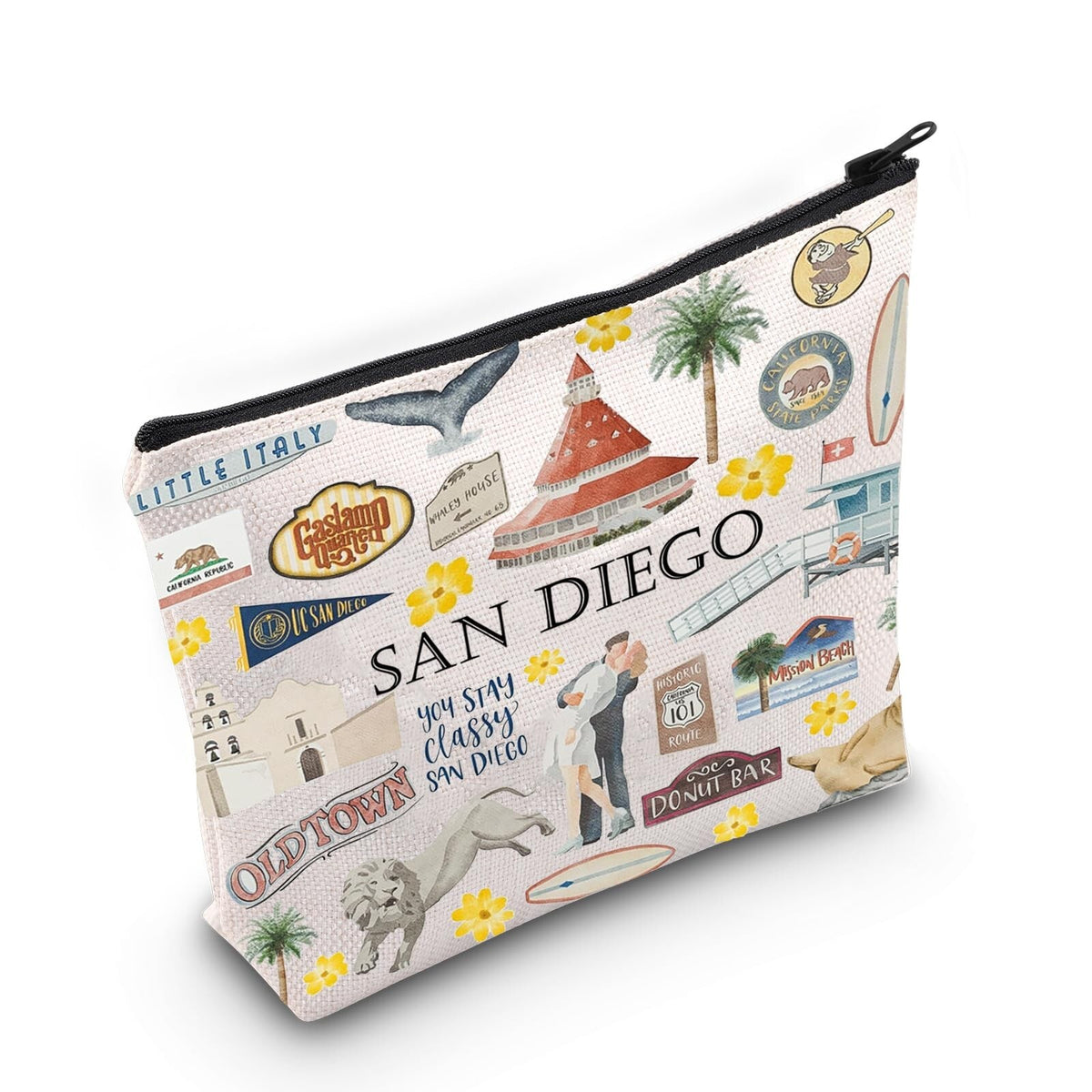 San Diego Travel Makeup Bag Waterproof Cotton Organizer for Women