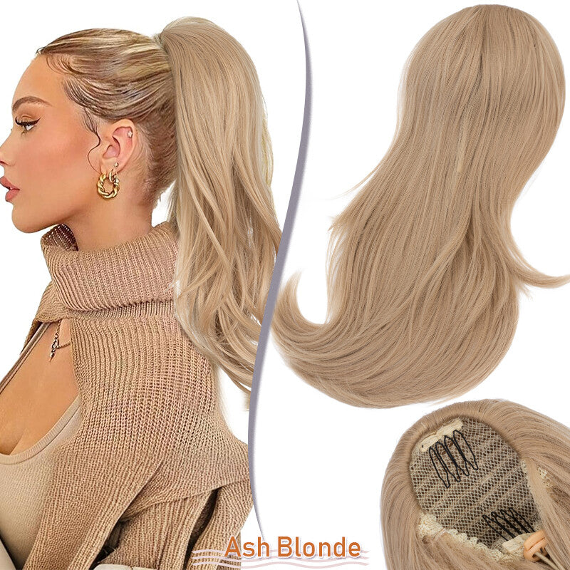 Drawstring Ponytail Hair Extension with Layered Wavy Texture - Thick & Natural-Looking