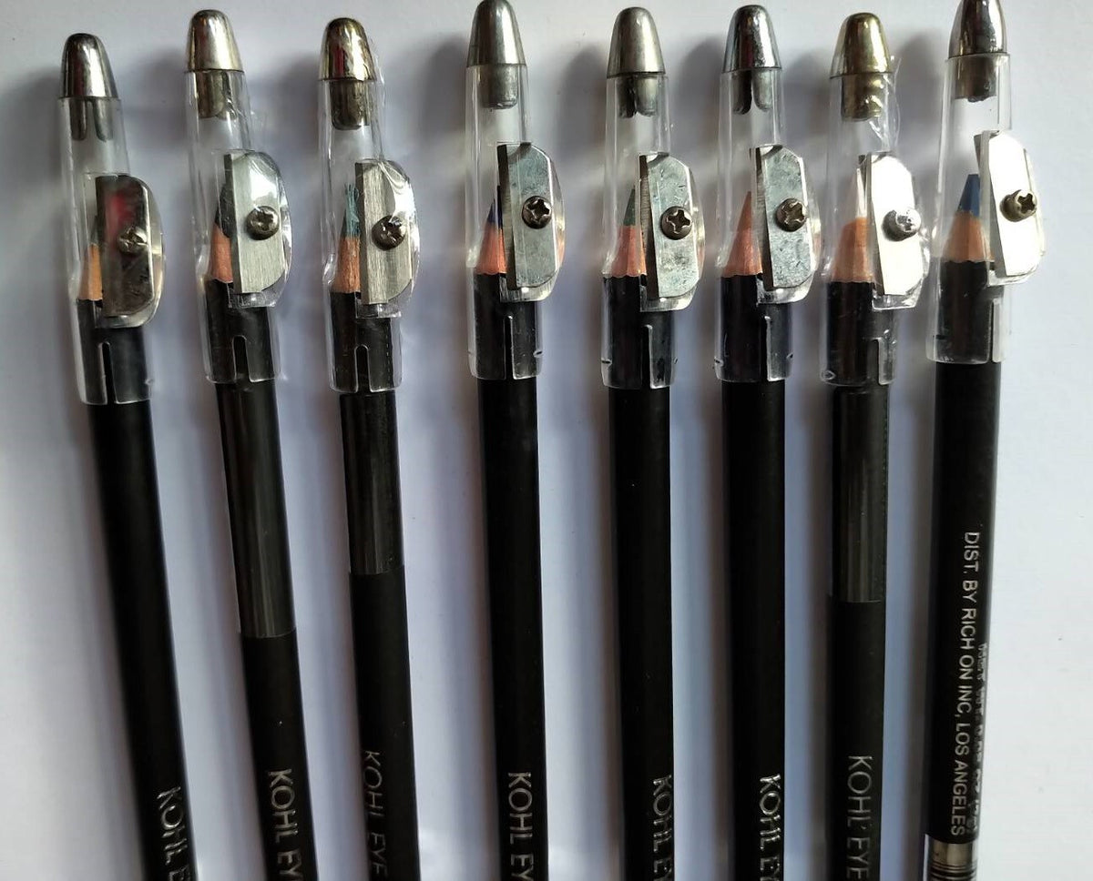 Princessa Kohl Eye Liner Pencils Set of 8 with Sharpener - Vibrant Colors