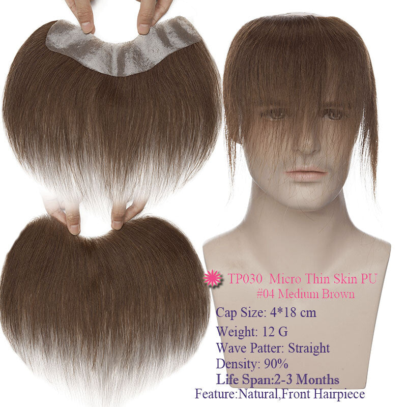 Men's Thin Skin Hair Replacement Toupee Human Hair System with Full PU Base