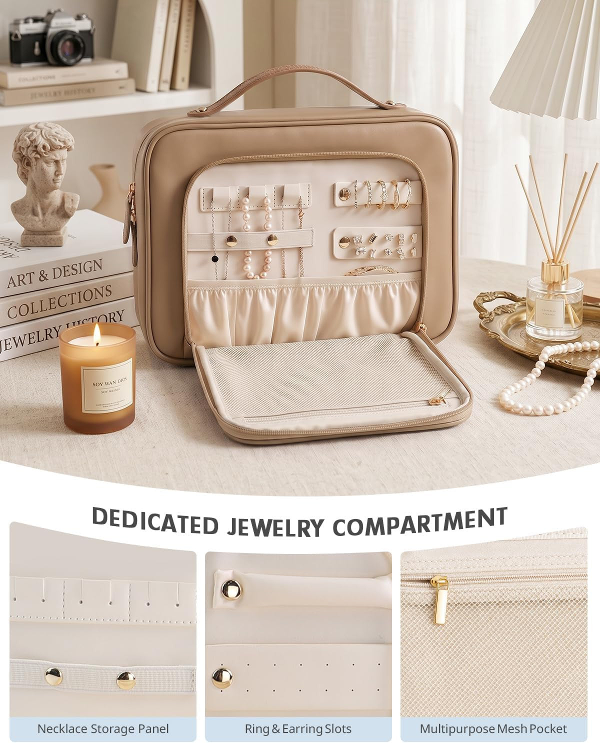 Waterproof Hanging Toiletry Bag for Women with Jewelry Organizer - Travel Makeup Organizer