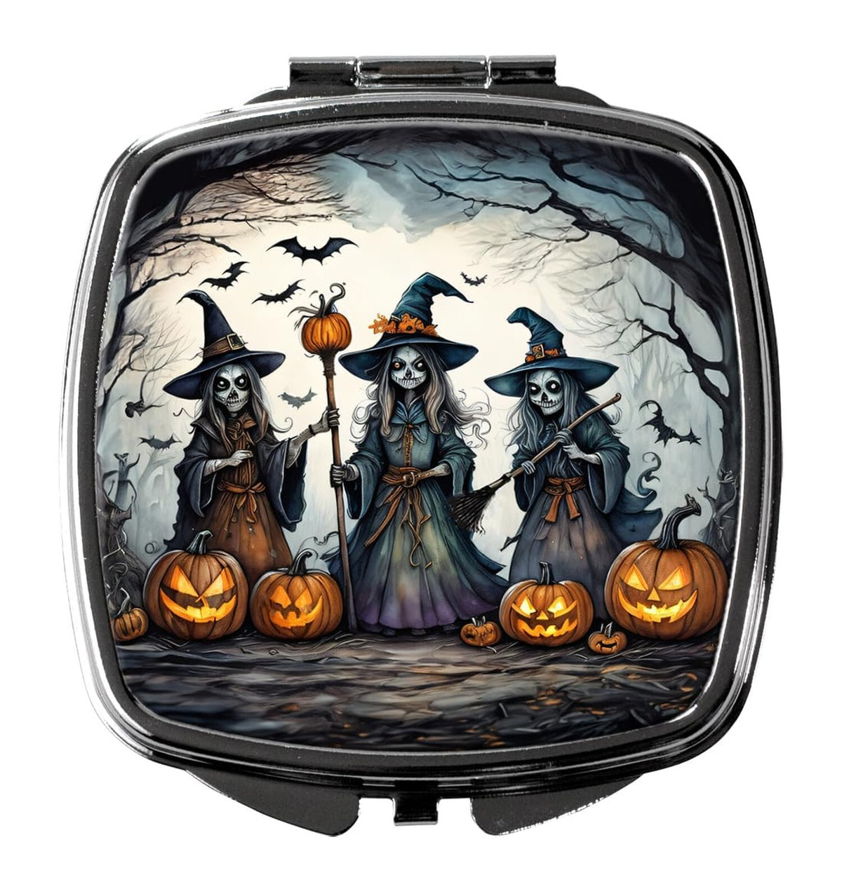 Halloween Witches Compact Travel Mirror - Spooky Decorative Makeup Mirror