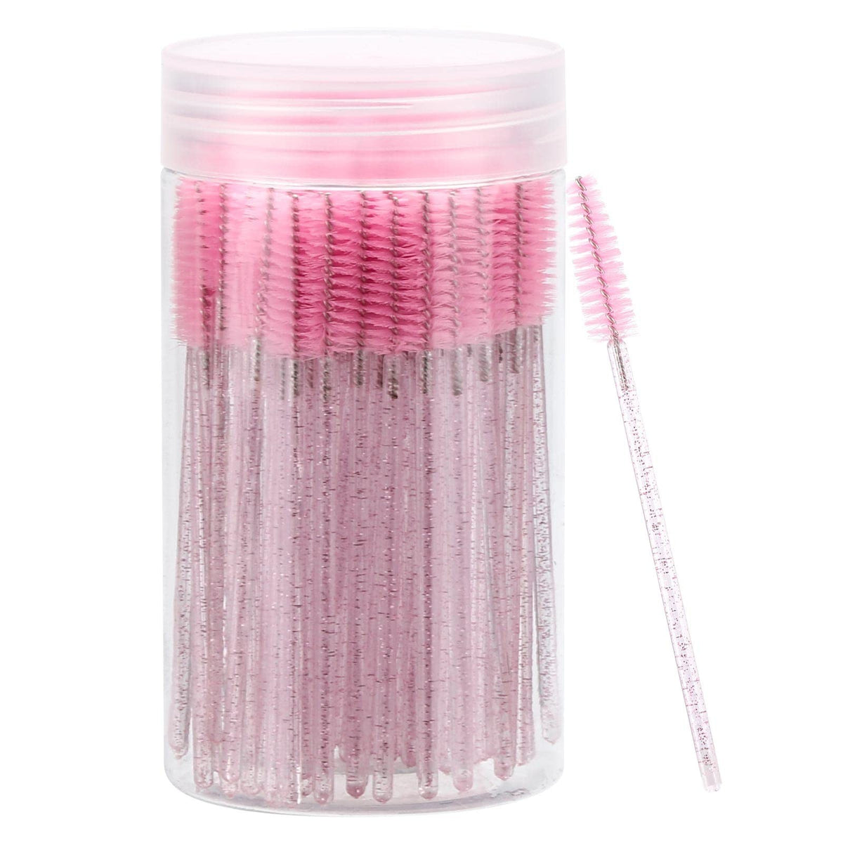 Disposable Mascara Wands and Eyebrow Spoolies Set - Pink, 100 Pcs