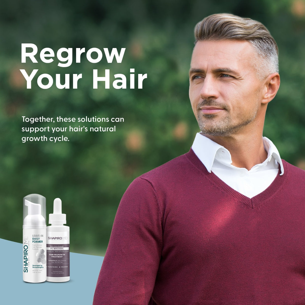 Men's Hair Regrowth Kit - 5% Minoxidil Foam & Serum