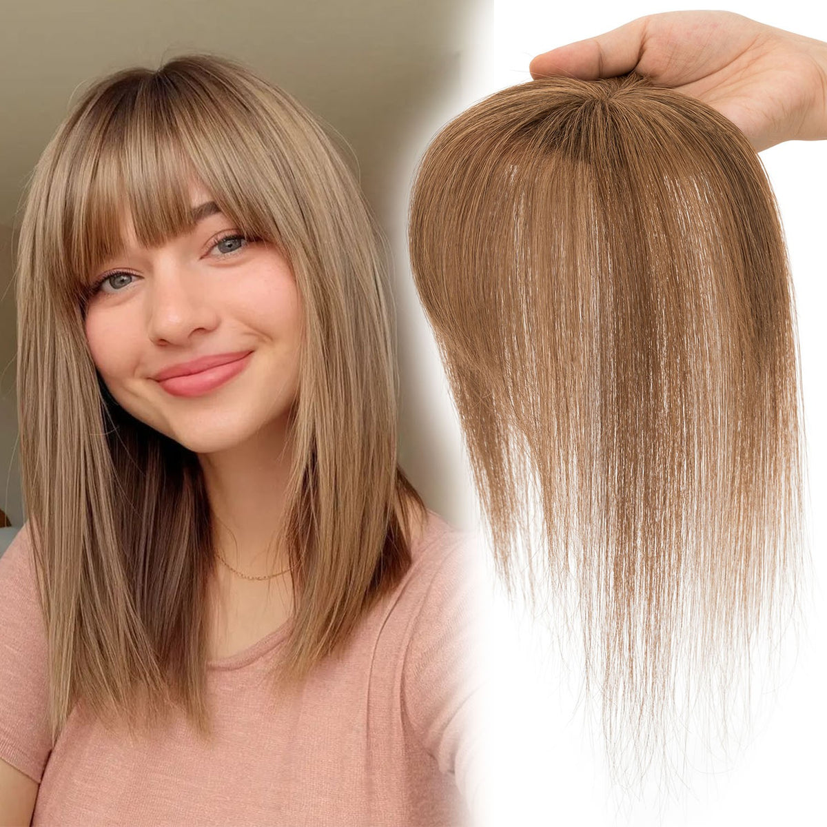 Clip-In Human Hair Bangs Extension with Wispy & French Styles - Natural & Dark Brown