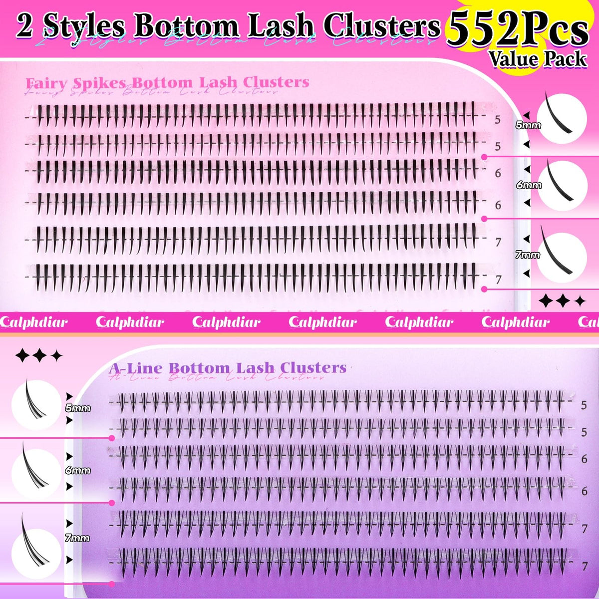 Bottom Lash Extension Clusters 552pcs Natural False Eyelashes for Lower Lids