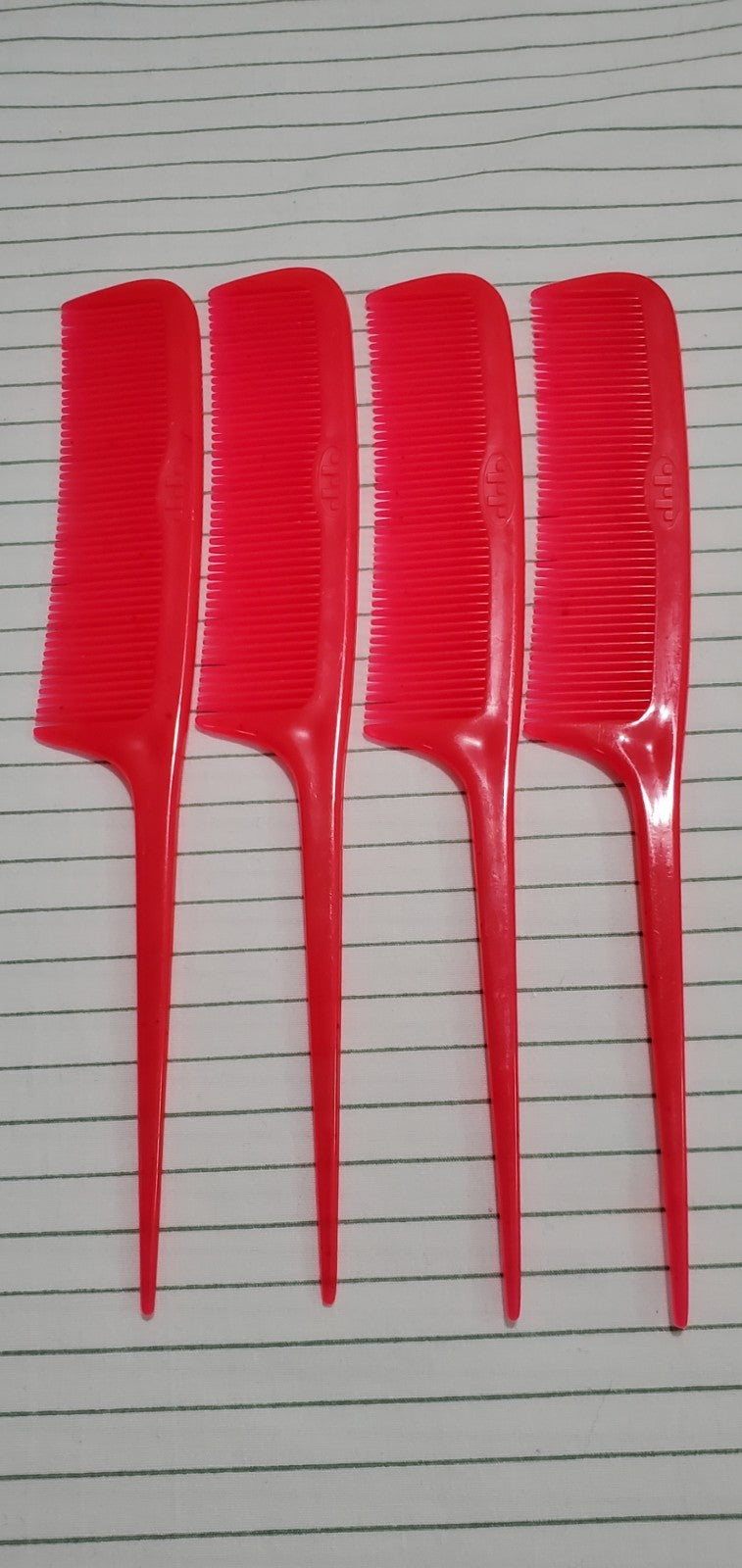 Vintage Tip Top Unbreakable 8-Inch Hair Comb Set - Red, 4 Pack