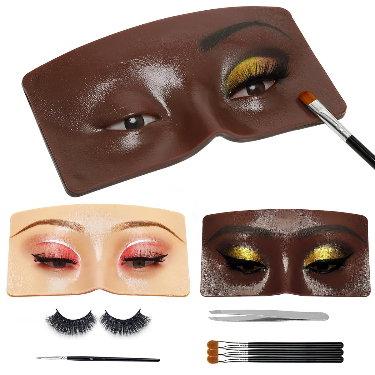 3D Silicone Eye Makeup Practice Board for Beginners - Reusable Face Model