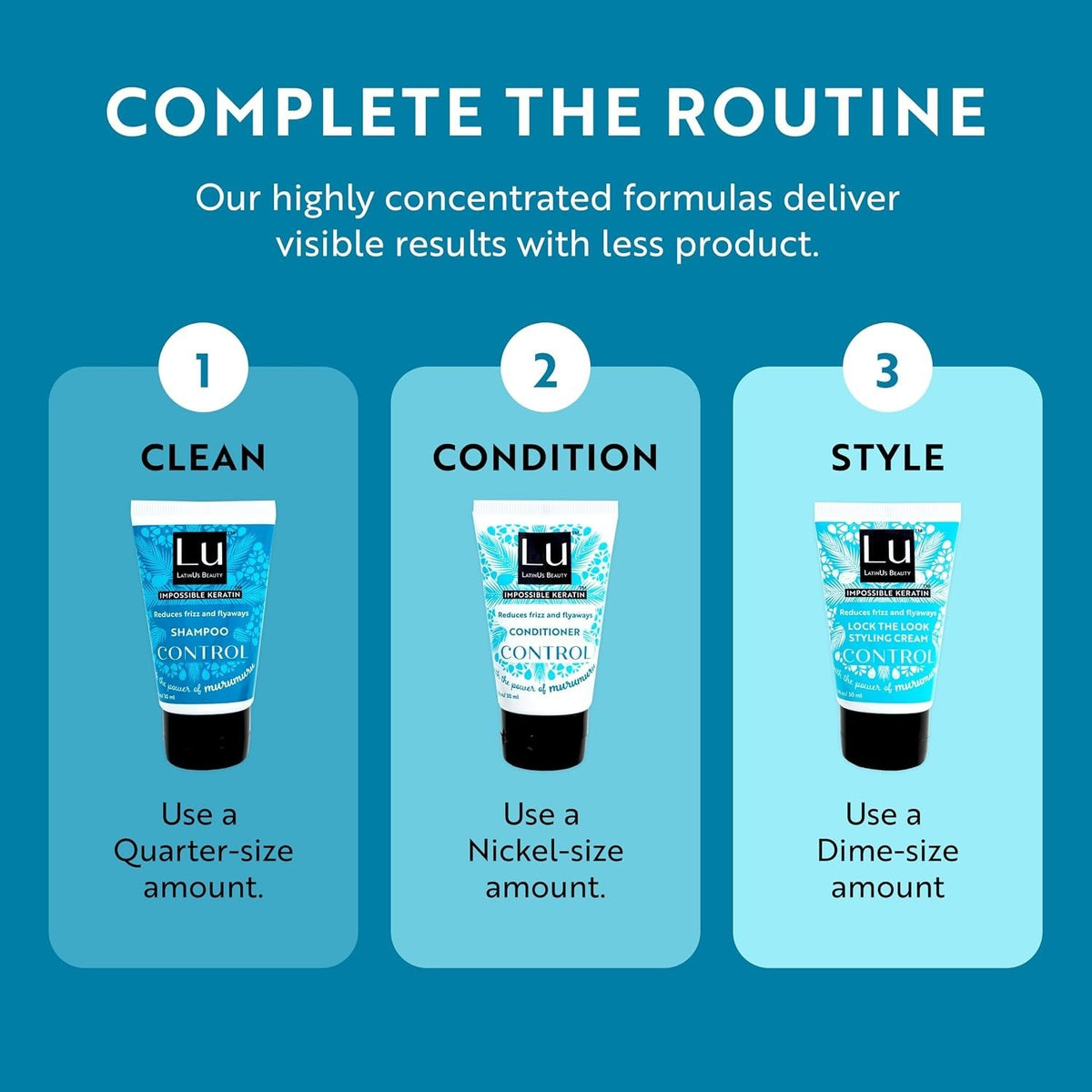 Lu by Beauty Control Travel Size Collection | Anti Frizz Shampoo,