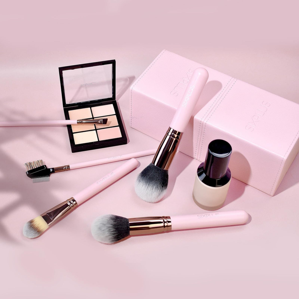 Travel Makeup Brush Set with Case - 15 Pink Professional Cosmetic Tools