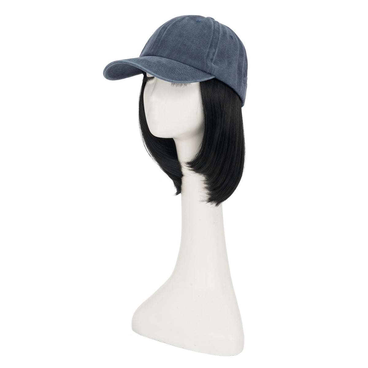 8-Inch Curly Baseball Cap with Synthetic Ponytail Hair Extensions - Natural Look