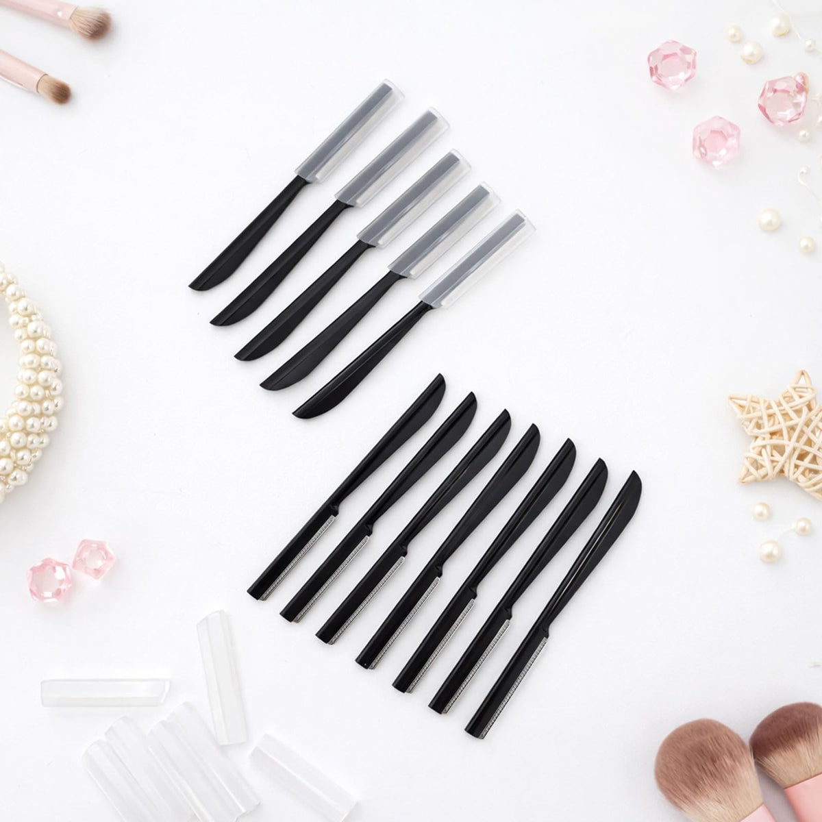 10-Pack Stainless Steel Eyebrow Razor Set for Face & Facial Hair Removal