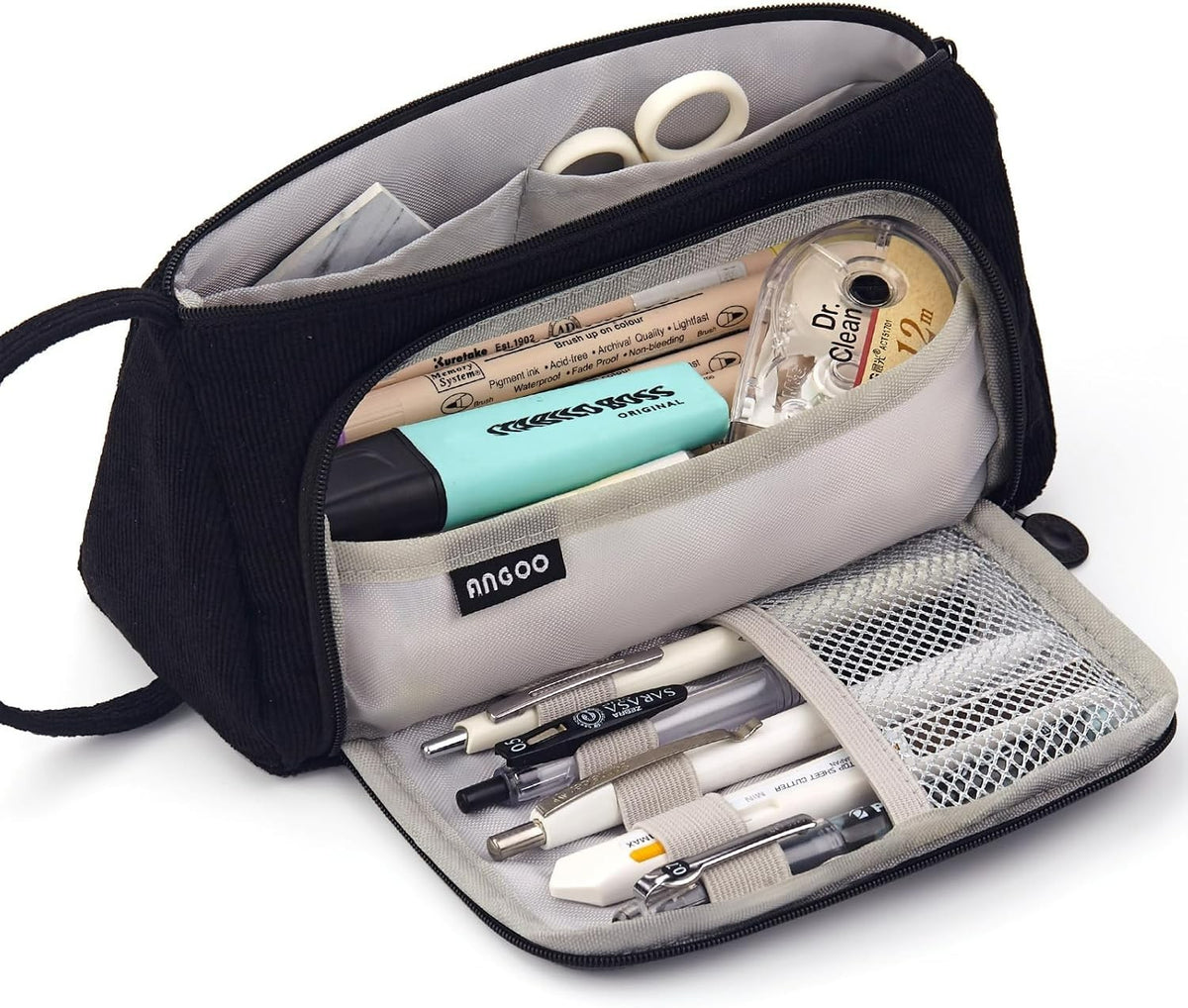 Large Capacity Corduroy Pencil Case - Stylish Organization for Pens & Essentials