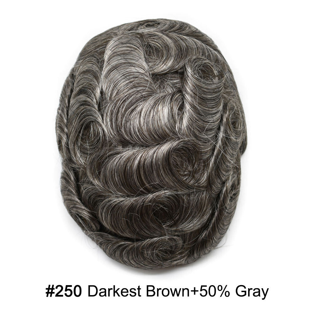 Men's Ultra Thin Skin Hair Replacement Toupee with Human Hair - All Colors & Sizes