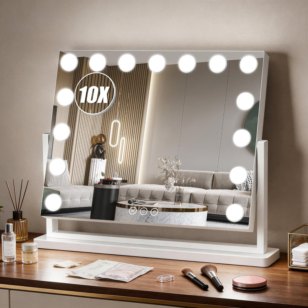 Bearolve 23x17 Inch Hollywood Vanity Mirror with Lights, Adjustable Brightness & 3 Modes