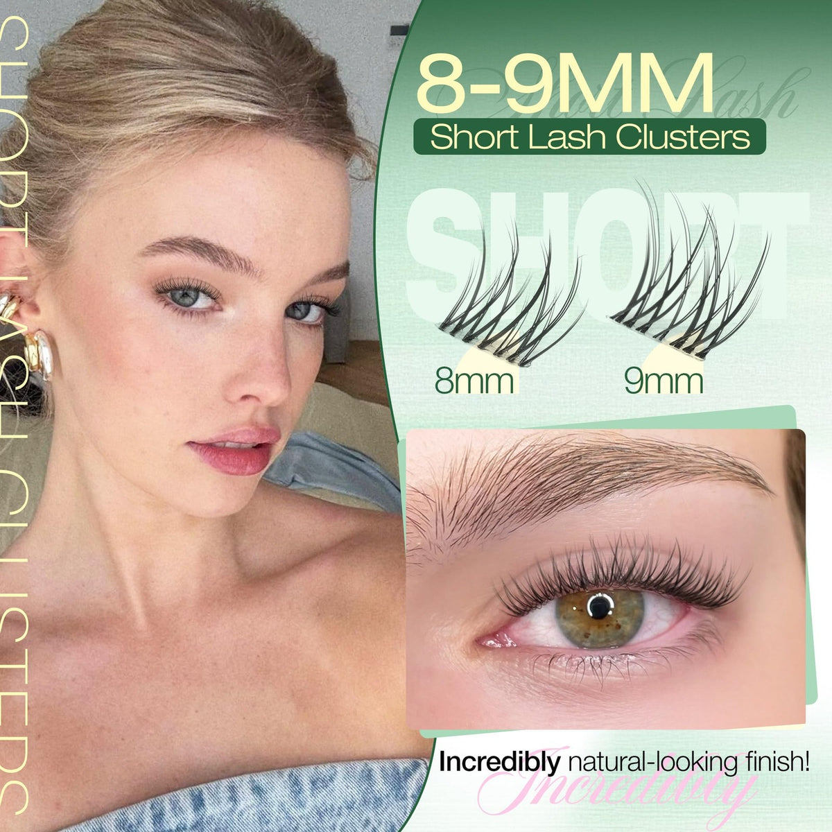 Short Lash Clusters 8-9mm Natural Eyelash Extensions — 90 Count (Black) Refills