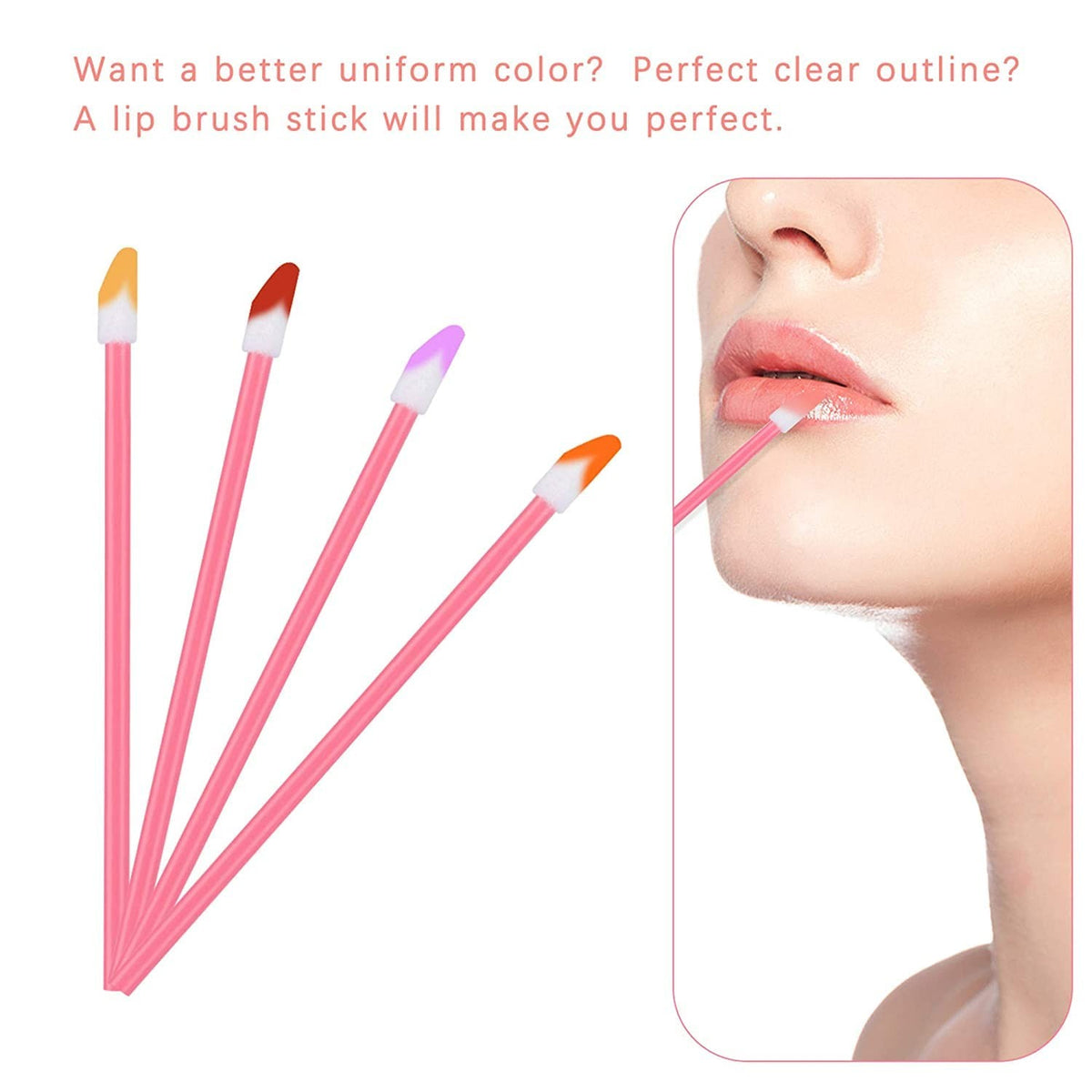 Disposable Lip Gloss Applicators Pink Makeup Brush Wands Kit 650PCS