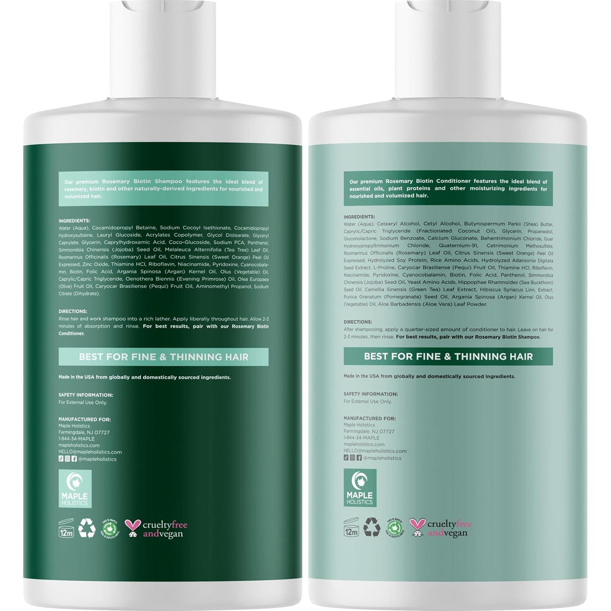 Volumizing Biotin Shampoo and Conditioner Set - Rosemary Tea Tree