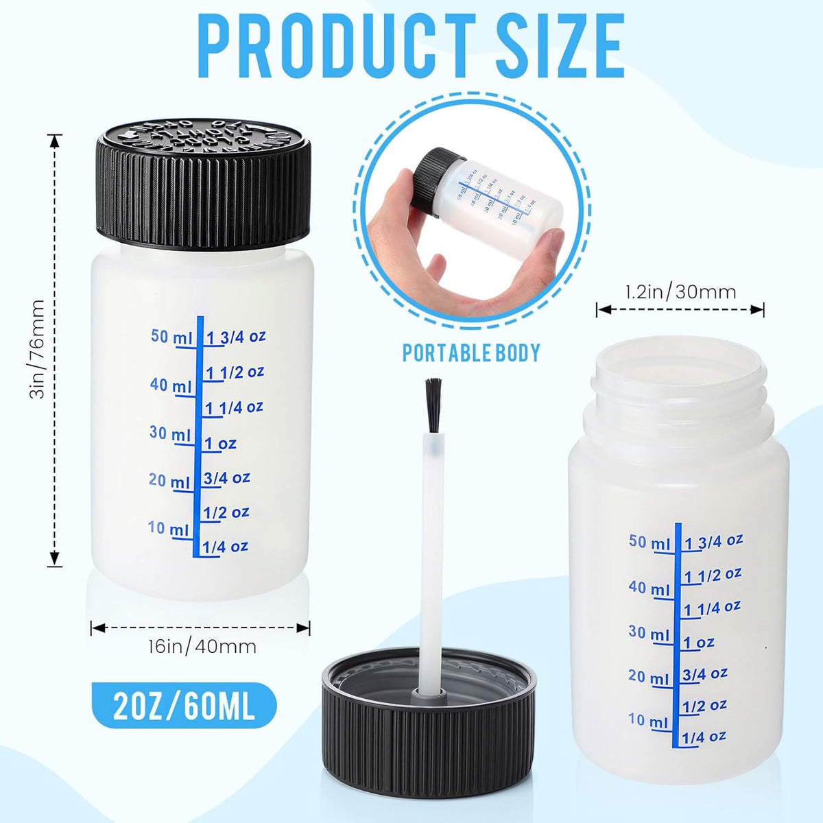30 Pcs Touch Up Paint Bottles with Brush & Lid - 2oz Reusable Containers