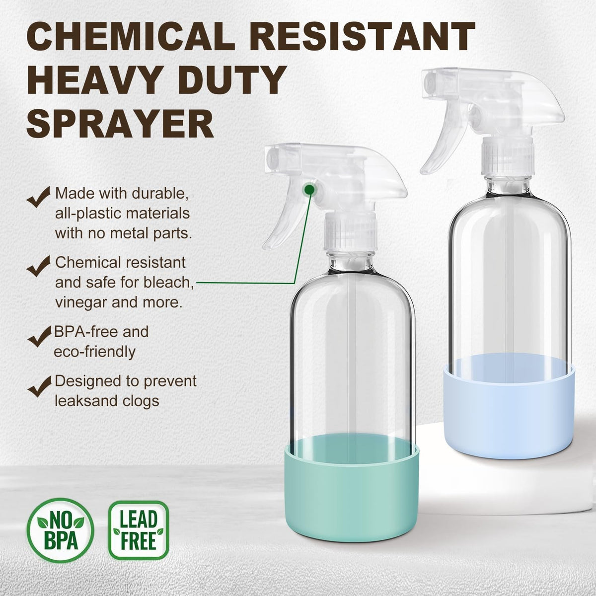 Reusable Glass Spray Bottles with Silicone Covers - Fillable and Leakproof