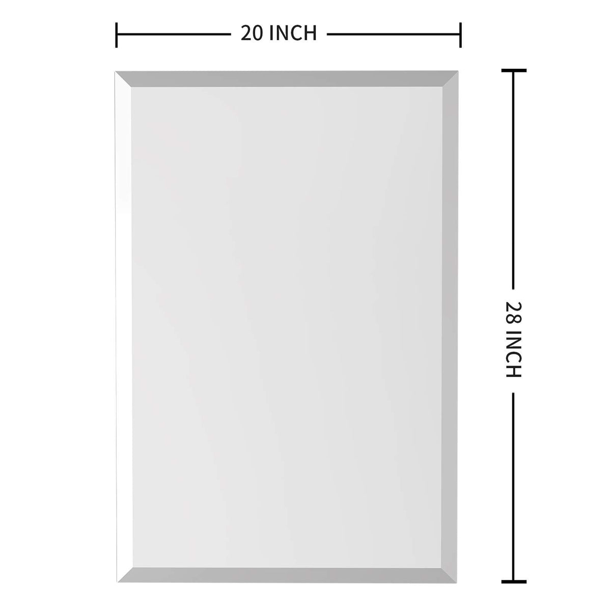 20x28 Inch Frameless Rectangle Bathroom Vanity Mirror with Beveled Edge