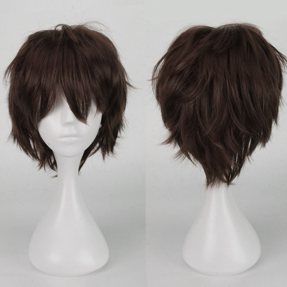 Anime Cosplay Wigs Short Straight Heat-Resistant Synthetic Hair Costume Accessory