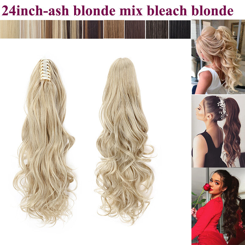 Thick Ponytail Hair Extension with Claw Clip - Wavy Curly Synthetic Hair