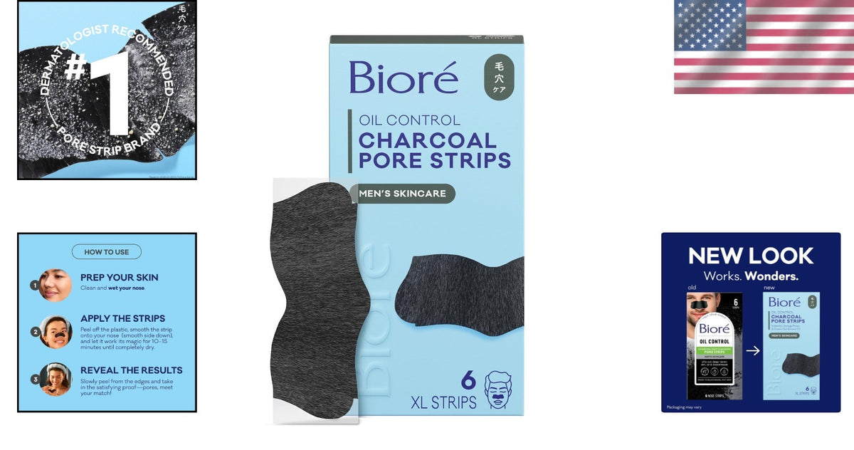 Men's Charcoal Pore Strips with C-Bond Technology - Deep Blackhead Removal