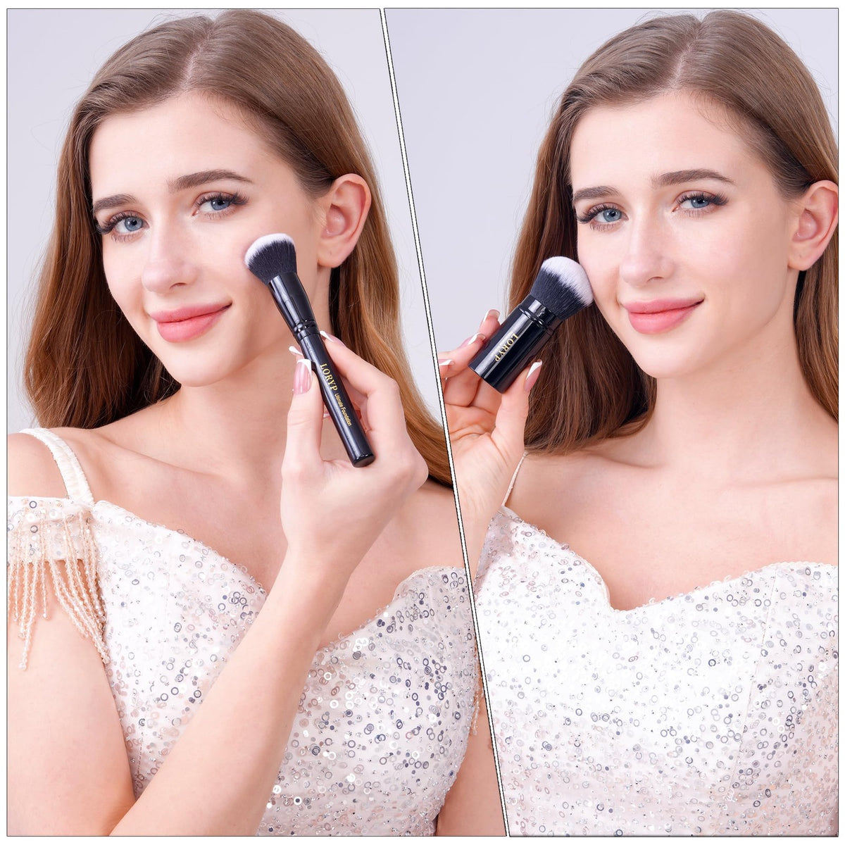 Professional 4-Piece Face Makeup Brush Set with Retractable Kabuki - High-Quality Beauty Tools