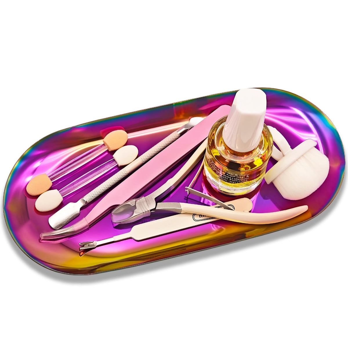 Colorful Mirror Finish Nail & Jewelry Organizer Tray - 7x3.3 Inch