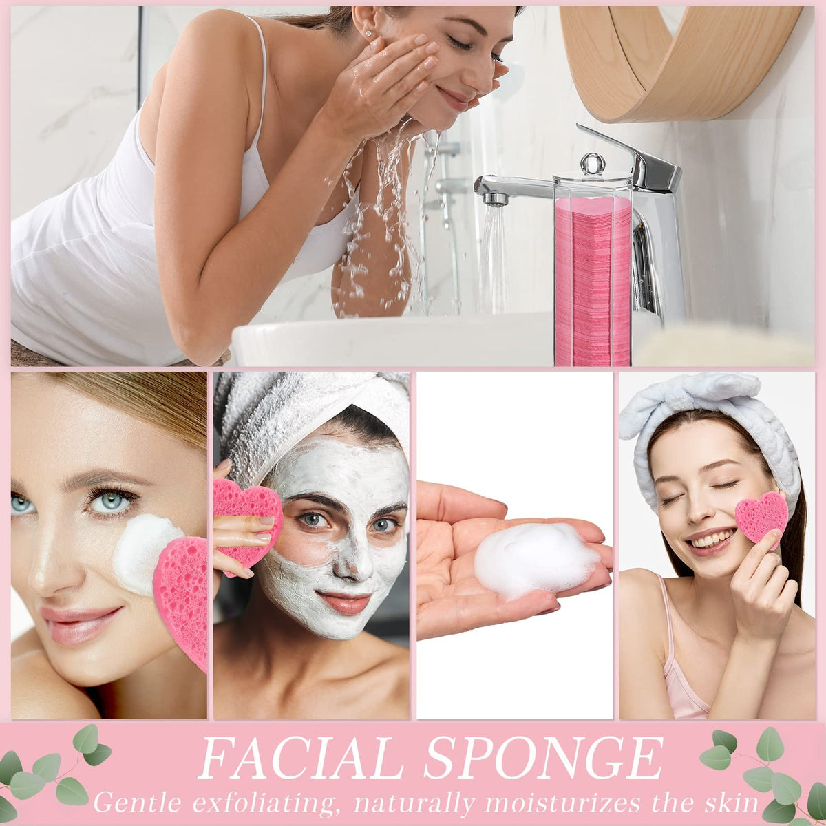 120 Pcs Compressed Facial Sponges with Storage Container for Daily Cleansing