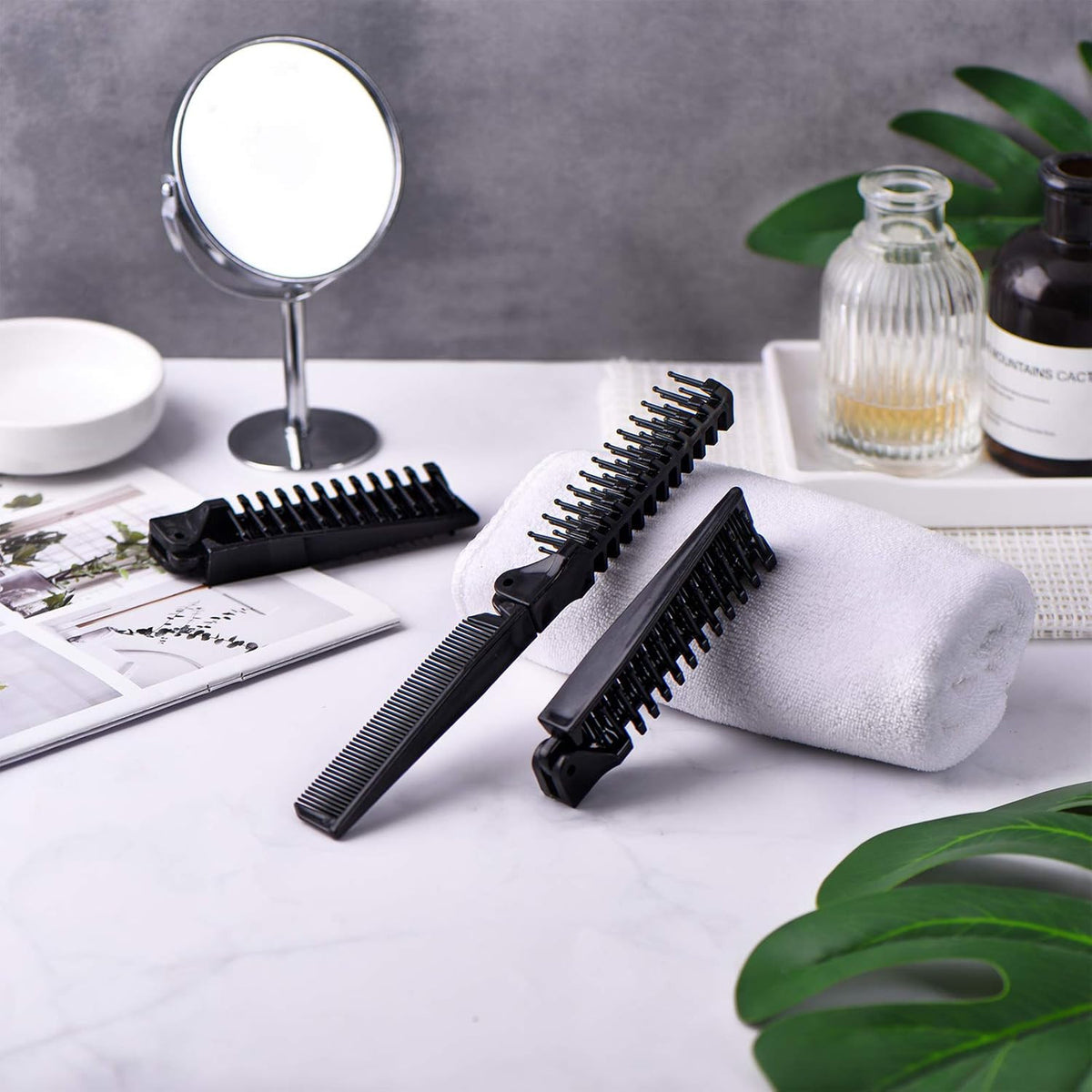10 Pcs Portable Foldable Hair Comb Set - Travel Detangling & Scalp Massage