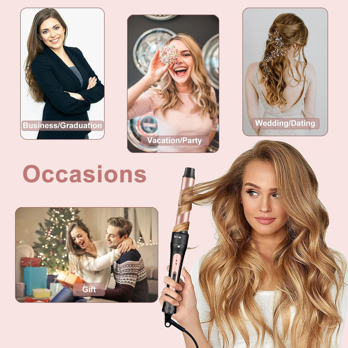 5-in-1 Curling Iron Set with Interchangeable Ceramic Barrels | Dual Voltage