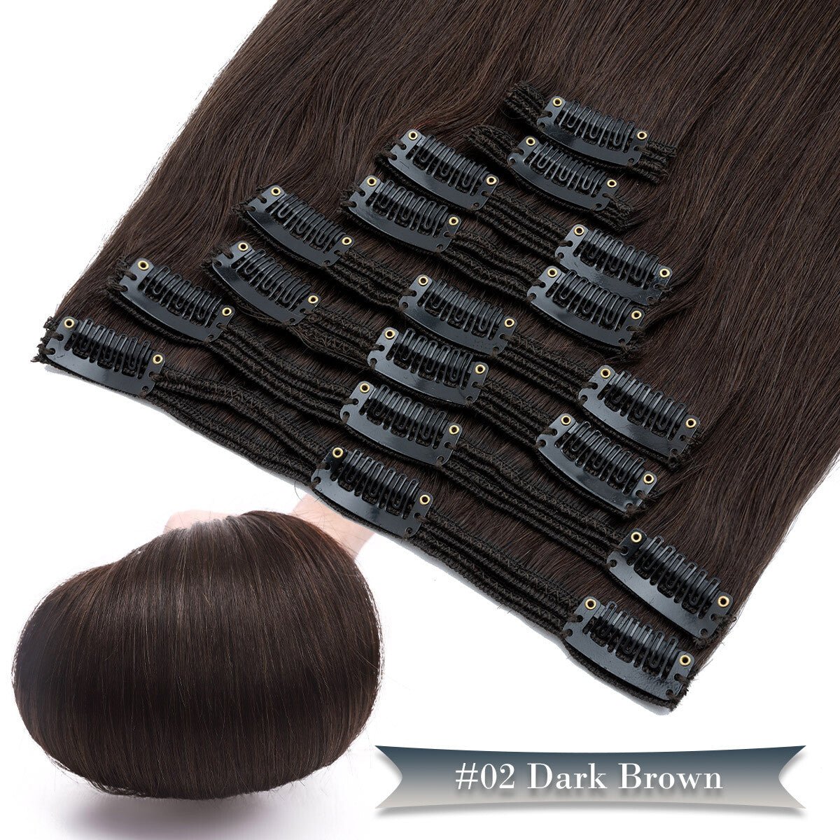 Double Weft Clip-In Human Hair Extensions Full Head - Thick & Tangle-Free