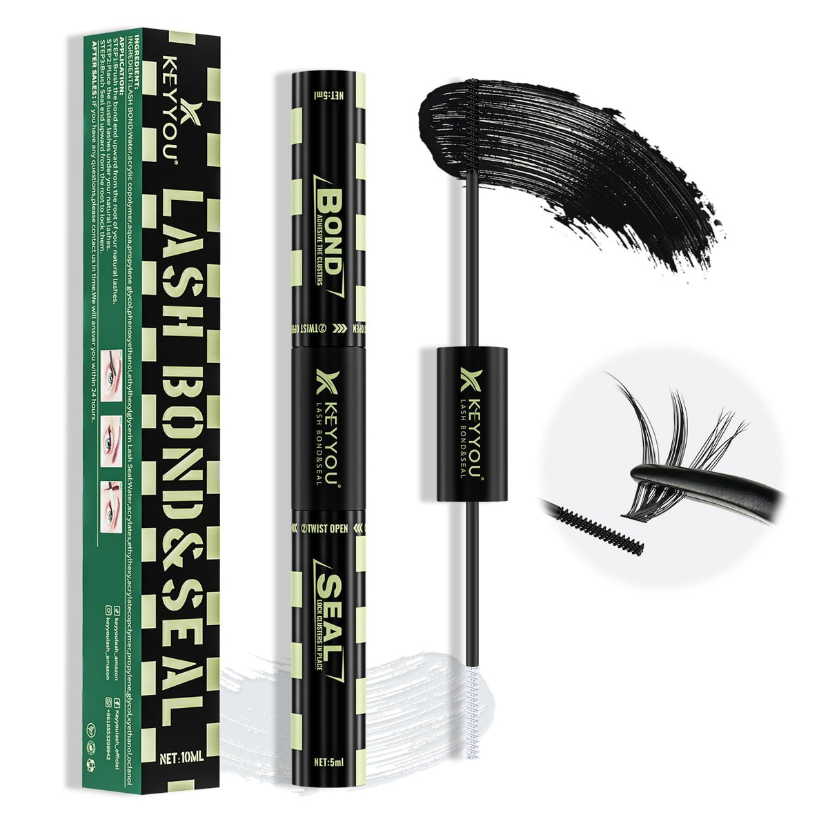 Lash Bond and Seal Black Glue 10ml – 2-in-1 Lash Adhesive, Latex‑Free