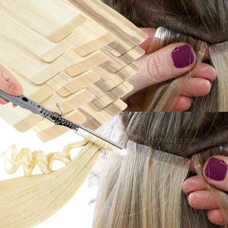 Russian Tape in Remy Hair Extensions Full Head - 100% Human Hair Skin Weft