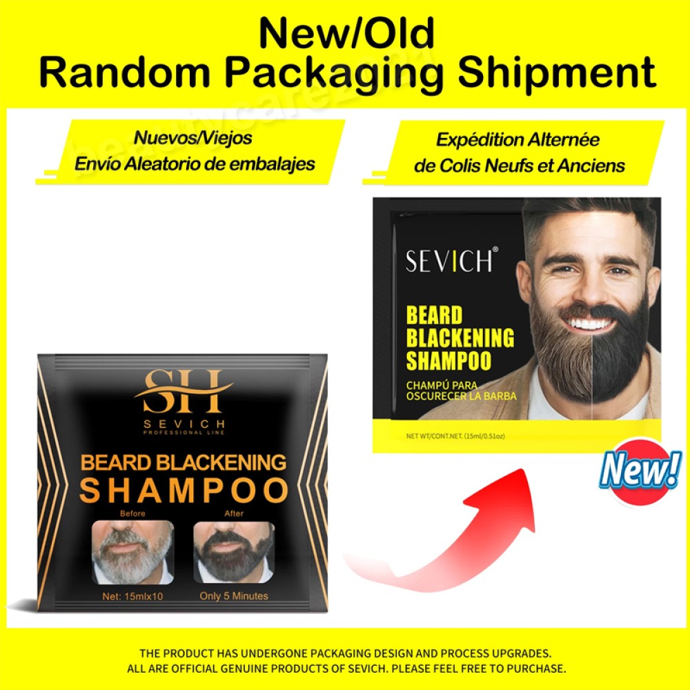 Beard Blackening Shampoo for Men - Instant Black Color 10x15ml