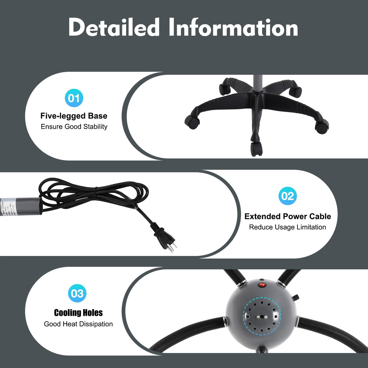 5-Head Infrared Light Therapy Lamp for Hair Perming & Dyeing Salon Equipment