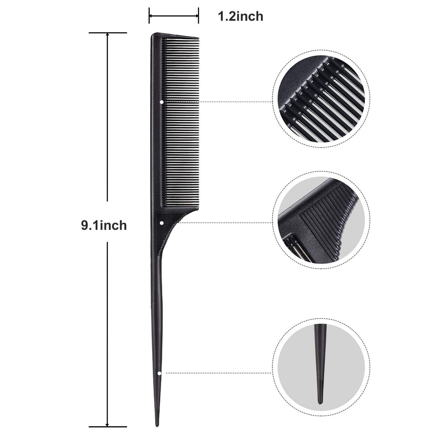 Anti-Static Carbon Fiber Hair Combs Set for Volume & Styling - 3 Pieces