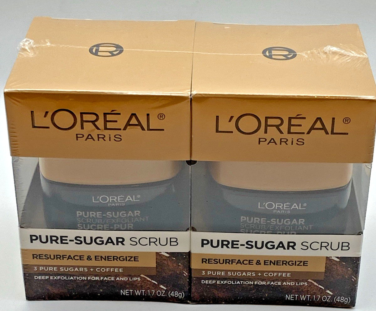 L'Oréal Paris Pure Sugar Face & Lip Exfoliating Scrub 1.7 oz - Deep Cleansing