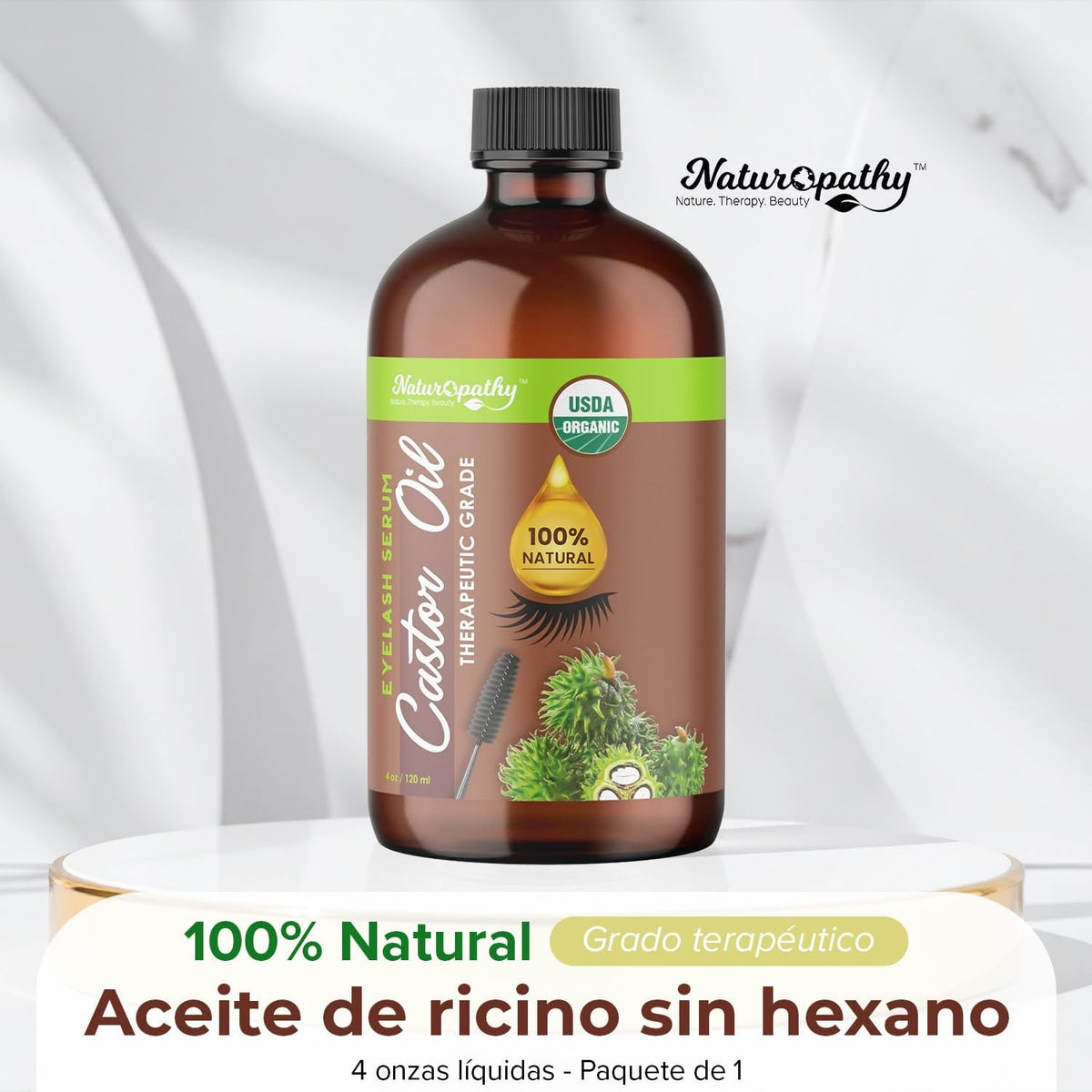 USDA Organic Castor Oil 4oz - Pure Natural Hair & Skin Moisturizer